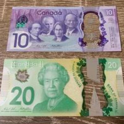Counterfeit 20 Canadian Dollar bills